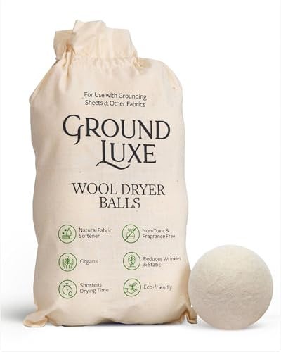 GroundLuxe Premium New Zealand Wool Dryer Balls - 100% Organic, Hand-Felted, Reusable, Reduce Drying Time - Set of 6 for Natural Fabric Softening, Wrinkle & Static Reduction