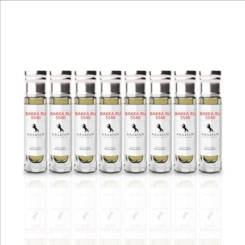 Arabian Opulence FR328 Bakka Ru 5540 Roll-on Parfümöl | Konzentriertes Parfüm Körperöl | Langanhaltendes Parfüm auf Ölbasis für Männer und Frauen | Reisegröße Alkoholfreies Flasche (6ml, 8er-Pack)