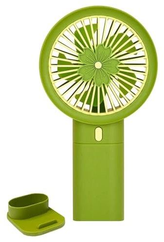 Wesoke Mini Handheld Fan, Small Hand Fan USB Rechargeable, Portable Powerful Personal Fan Battery Operated with 3 Speeds & Base for Women Men, Desk Makeup Eyelash Fan for Outdoor Indoor Travel, Green