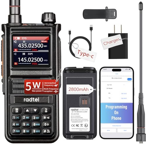 (2 Gen) Radtel RT-470X Plus Ham Radio (programmazione app mobile) 256CH Aviation Air Band Radio Tri-Band Long Range Handheld Walkie Talkie NOAA USB-C Ricaricabile AM FM