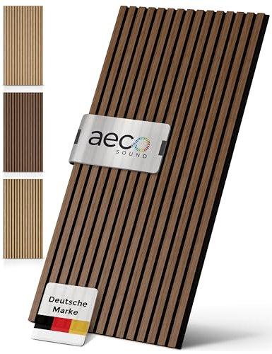 Aeco Sound® - Akustikpaneele aus Holz, 2 Stück x 120x60cm (1,44qm) 2,1cm dick - Wandpaneele aus Akustik-Filz (Schwarz) & Echtholz-Furnier (Walnuss) - 3D Wandverkleidung, Holzpaneele, Schalldämmung