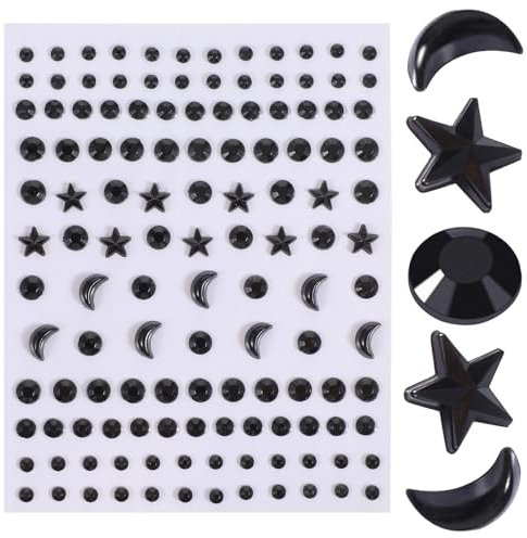 Yuanchu Glitzersteine Gesicht Festival, 768 Gesicht Edelsteine Temporäre Tattoo 5 Formen Steine Gesicht Augen Körper Nägel Haare für Musikkarneval Party Make-Up Festival 3-8mm(Schwarz)
