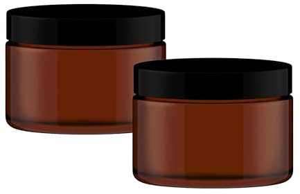 2 x 500 ml Leere Braunglastiegel inkl. Deckel - Salbentiegel - Cremetiegel - Hochwertige Dosen zum Befüllen - Apothekerglas/Amber Glastiegel - Glasbehälter mit Deckel