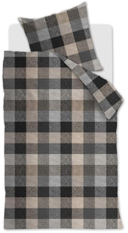 Beddinghouse Beckett bettwäsche-Set 2 TLG. - 135x200 - Grau - Flanell - mit Reißverschluss