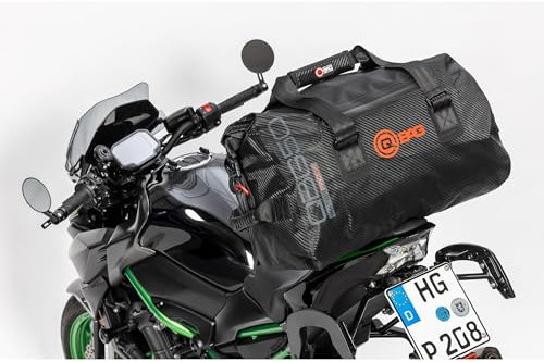 QBAG Motorrad Hecktasche/Gepäckrolle wasserdicht Carbonlook 50 Liter, Carbonoptik, Schwarz mit Rollverschluss