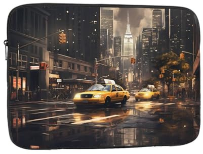 JKIEGOQ New York Fashion City Pattern Tragbare Laptop-Hülle – Stoßfeste tragbare Laptop-Hülle Tasche 10 Zoll für Damen und Herren Geschäftsreisen, Büro Alltag