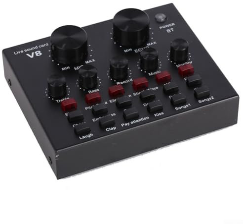 HpLive V8 V8S USB Audio Mixer Mischpult für Telefon und Computer - Professionelle Tonmischung und Soundkarte für live Sendungen(V8 Sound Card)