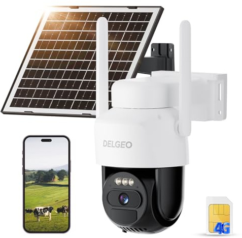 4G AOV Im Freien Solarbetriebene AI-Kamera mit 360°-Schwenk- und Neigefunktion, PIR-Portrait-Erkennung, Farb-Nachtsicht, Wasserdichtes IP66-Design, 6000mAh mit hoher Kapazität-Kein WiFi benötigt
