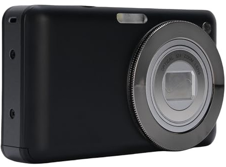 4K Digitalkamera mit 64MP 20-Fach Zoom, WLAN-Transfer, AF-Autofokus, Eingebauter Blitz, 3 kleine Kamera Zum Vlogging, Reisen (Black)
