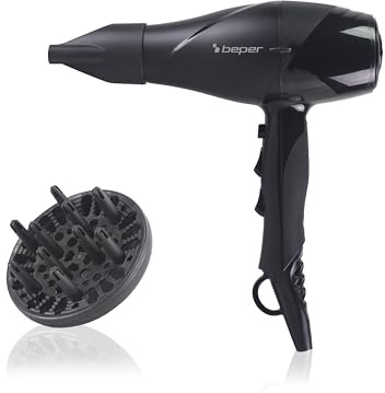 BEPER P301ASC002 Professioneller Haartrockner 2200 W, Haartrockner mit 2 Geschwindigkeiten, 3 Temperaturen, Kaltluftstoß - Volumendiffusor und Styling-Konzentrator, langlebiger Motor