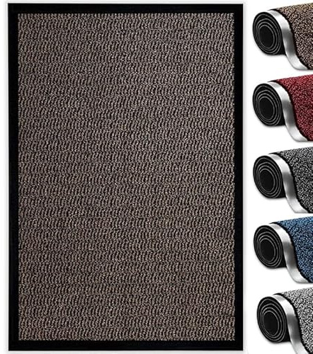 Abaseen Heavy Duty Dirt Trapper Barrier Mat, Non-Slip PVC, Brown, 120x180cm