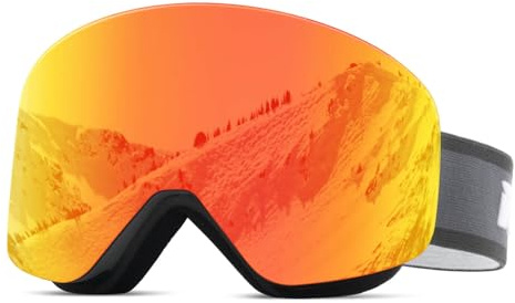 Meeloog Magnetische Skibrille, rahmenlos, austauschbare Gläser, UV-Schutz, Schneebrille, Snowboardausrüstung für Herren, Damen, Jugend