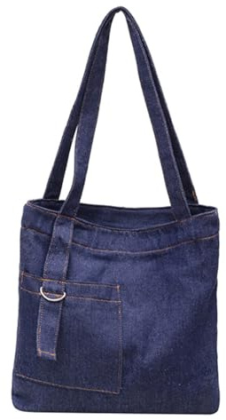 Beimus Jeans-Shopper mit verstellbaren Trägern, geräumiges, wandelbares Design für Outdoor-Aktivitäten und Arbeit, Pendeln, Damen, Schulterhandtasche, blau, One Size