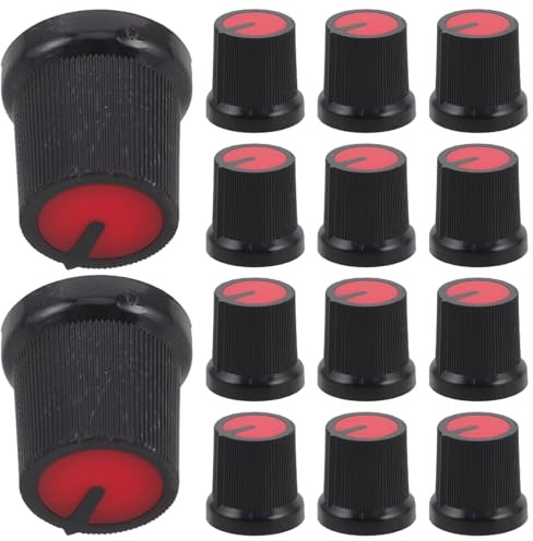 Rote Kunststoff Drehknöpfe 6mm Wh148 für E-gitarre und Verstärker 50 Stück | Pflaumenblüten Form, Einzel und Doppelpotentiometer Wh148, Stilvoll, Schutz und Präzise Drehung