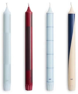 HAY - Pattern Stabkerzen, H 24 cm, blue/bordeaux (4er-Set)