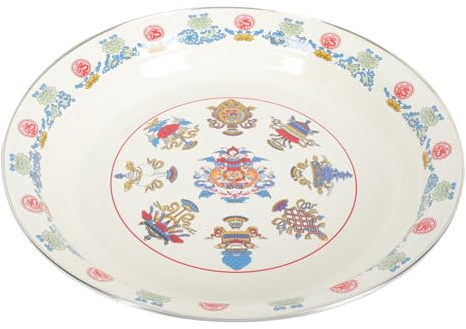 Hemobllo Piatto Smaltato Vintage Bianco da 30 Cm Linee Lisce e Durata Elevata, per Riunioni Familiari e Decorazioni Natalizie