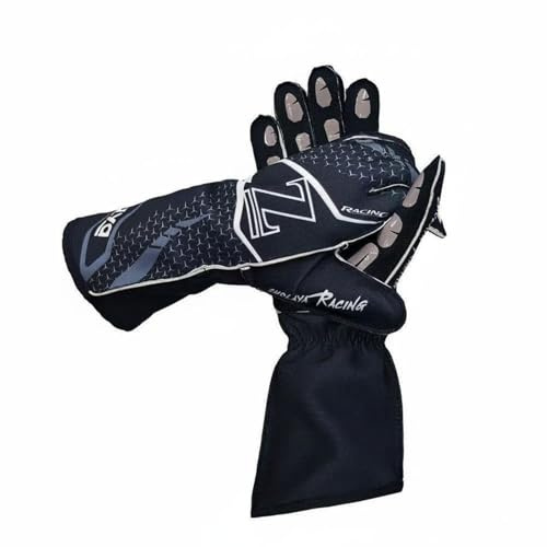 MFMEXUL Rennhandschuhe Karting-fahrerhandschuhe mit Silikongriff Belüfteter Rückhand Dehnbare Fasern Verlängerter Bund für Fahrpraxis Motorsport-Events Trainingskurse, Schwarz, Einheitsgröße