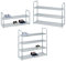 Relaxdays Schuhregal Stecksystem, 2 Ebenen, für 8 Paar Schuhe, HxBxT: 45 x 90 x 31 cm, Schuhständer Metall, silber/weiß