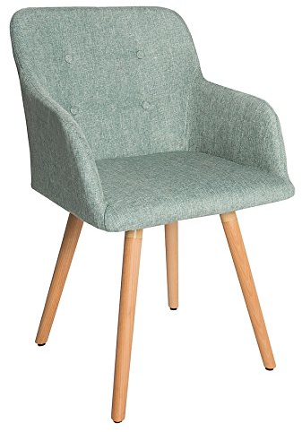 invicta INTERIOR Design Stuhl Lime Scandinavia MEISTERSTÜCK Buche Gestell Mint grün mit Armlehne im Retro Trend Esszimmerstuhl Esszimmer