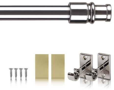 Cafehausstange (Silber Chrome / 75-125cm), Gardinenstange 50 bis 225 cm Länge ausziehbar, in vielen Farben, für Bistrogardinen, leichte Vorhänge