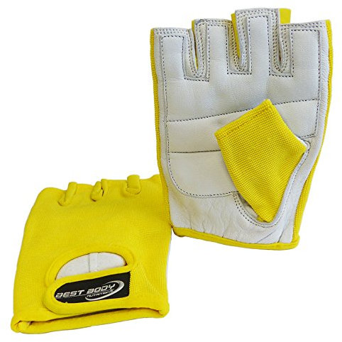 Best Body Nutrition Power Handschuhe, gelb – Größe L – Fitness Handschuhe mit komfortablem, gepolstertem Innenhandleder – Atmungsaktiv – Nylon Handrücken, für Training, Gym, Gewichtheben