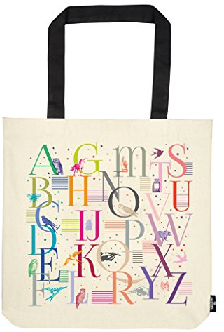 moses. libri_x Shopper Alphabet, Tragetasche 100% Baumwolle, Sporttasche, 42 cm, Natur