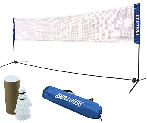 Wollowo 4m Foldable Portable Badminton Volleyball Net Frame Stand, FREE Shuttlecocks and Carry Bag