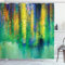 ABAKUHAUS Abstrakt Duschvorhang, Frühlingsblumen, mit 12 Ringe Set Stielvoll Modern, 175x200 cm, Grün Gelb