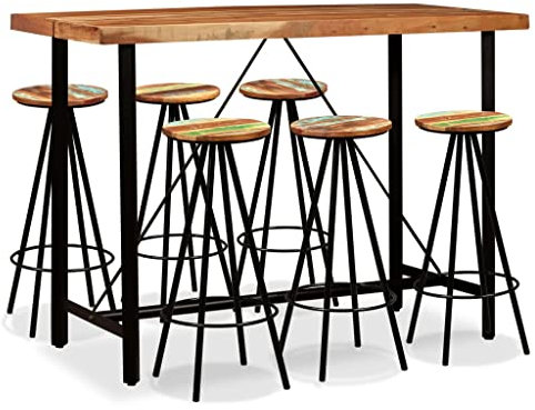 vidaXL Akazie Massiv Barset 3-TLG. Altholz Bartisch Barstuhl Hocker Stehtisch