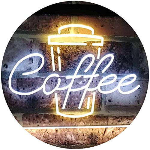 ADVPRO Coffee Cup Home Décor Shop Display Dual Color LED Barlicht Neonlicht Lichtwerbung Neon Sign Weiß & Gelb 300 x 210mm st6s32-i2361-wy
