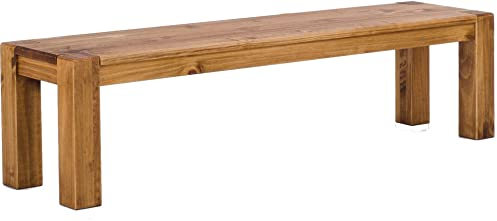 Sitzbank 208 cm Rio Kanto Brasil Pinie Massivholz Esszimmerbank Küchenbank Holzbank - Größe und Farbe wählbar Brasilmöbel