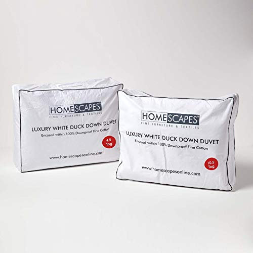 Homescapes 4-Jahreszeiten Bettdecke 135x200 cm, 2 Daunendecken Wärmeklasse 2-5, zusammenfügbare Steppdecken Entendaunen mit 136 & 300 GSM Füllung für Sommer & Winter, Oeko-TEX Standard 100