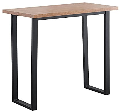 AINPECCA Bar Table Breakfast Counter Table with Oak effect top Metal Legs Industrial Style Coffee Kitchen (120x60x104cm)