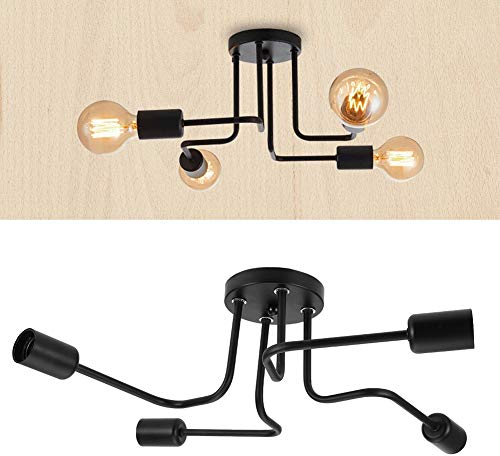 Deckenleuchte, 4-flammig Vintage Deckenlampe Kronleuchter Wohnzimmerlampe Industriellampe E27 Lampenfassung Ceiling Light für Schlafzimmer Esszimmer Flur Bar Café Restaurant