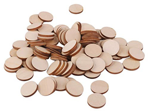 zalati Holzkreis, rund, unlackiert, natürlich, für Bastelarbeiten, Heimdekoration, 20 mm, 100 Stück