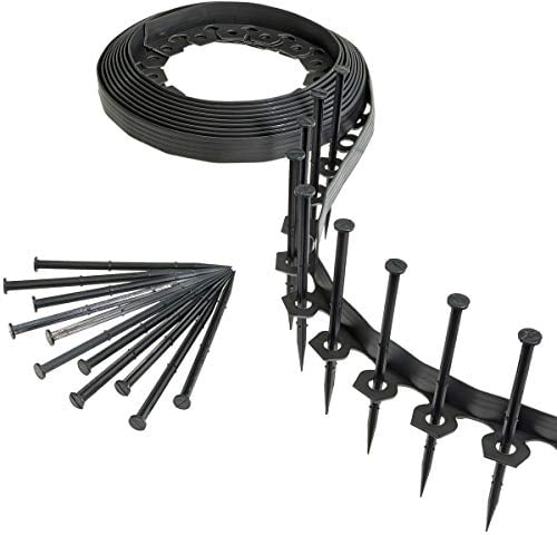 HaGa Flexible Rasenkante aus Kunststoff | 10m x 40mm mit 20 Stiften | für Garten Beetumrandungen & Rasenkante