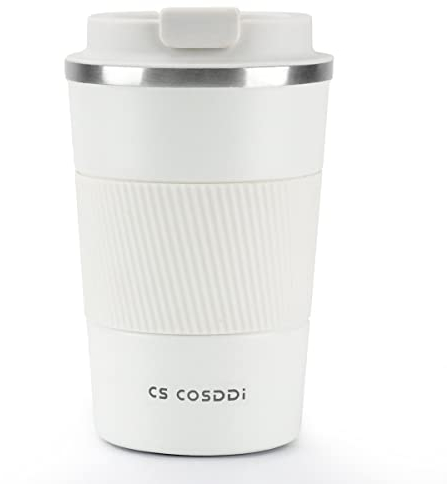 CS COSDDI Thermobecher- Isolierbecher, Edelstahl Travel Mug, 13oz/380ml Vakuum auslaufsicher Reisebecher mit Deckel, Autobecher, doppelwandig isoliert für Kaffee, Wasser und Tee, Kaffee-to-go Becher