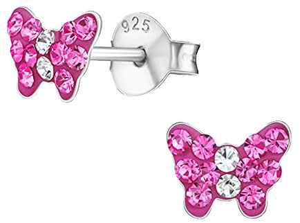 Mädchen Kinder Baby Damen Ohrringe echt 925 Sterling Silber Schmetterlinge Schmuck (K119o Ohrstecker/pink)