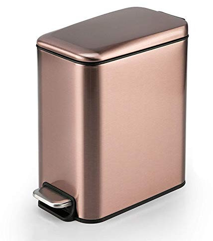 YGCBL Mülleimer, Tragbare Mülleimer-Küchenküche, Edelstahl-Schmales Haushaltspedal-Mülltyp Mit Abdeckung, 5L / 1.3 Gallone Für Badezimmer, Wohnzimmer Und Enge Räume,Schwarzes Titan