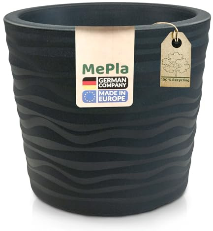 MePla - Maceta Trento – Maceta redonda – Maceta resistente a la intemperie – Maceta resistente a los rayos UV – Maceta – Maceta – Diámetro 50 cm – Antracita