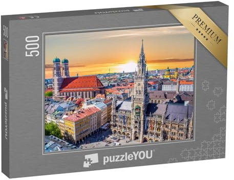 puzzleYOU: Puzzle 500 Teile „Einfach schön: München bei Sonnenuntergang, Bayern, Deutschland“ – aus der Puzzle-Kollektion München, Deutschland, Deutsche Städte, Deutsche Großstädte