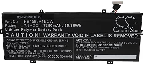 vhbw Akku Ersatz für Huawei HB4593R1ECW für Notebook (7410 mAh, 7,6 V, Li-Polymer)