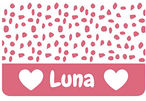 Personalised Custom Dog and Cat Food Mat, Non-Slip Leather Feeding Bowl Mat for Dogs and Cats on Floors, Easy to Wipe Clean(Pink Love)
