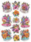 Ideen mit Herz Stickerbogen 3-D Relief-Sticker | Aufkleber | Hochwertig geprägt mit 3-D-Effekt | Din A4 Bogen mit verschiedenen Motiven (Blumen in Tassen 02)