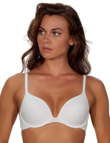 After Eden Women's Single Boost Recycled Fabric Bra, White, 36B