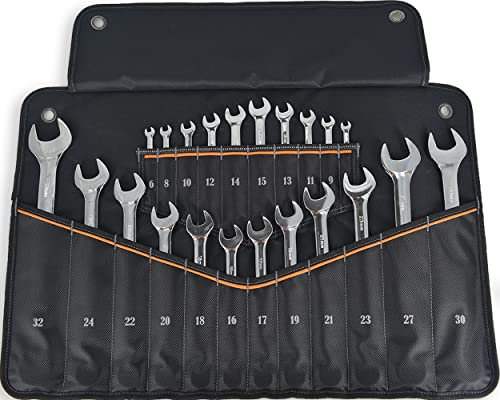 WELKINLAND 22-Pockets Wrench Tool Roll, 0.25-1.25 Wrench-Set Roll Holder Bag, Wrenches sleeve wrap, Wrenches pouch(Tools Are Not Included)
