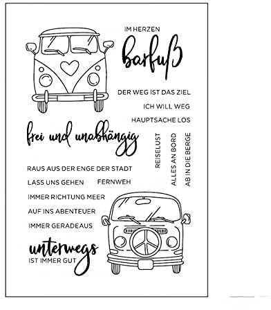 Qoiseys Stempel,frei und unabhängig Silikonstempel sprüche deutsch, Silikon Clear Stamps für DIY Scrapbooking Fotoalbum Dekoratives Papier Basteln Prägeschablone