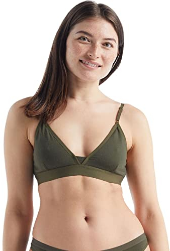 Icebreaker Merinowolle Damen Unterwäsche | Zero Feel BH | Sport BH Fitness | Bügelloser BH | Comfort BH | Invisible Bra - Loden, S