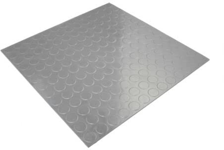 Industrial Thick Round Coin Rubber Flooring Tile 500mm x 500mm x 3mm (Light Grey)