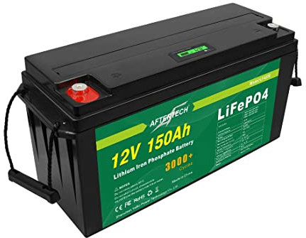 AFTERTECH 12v 150Ah LIFEPO4 PACCO BATTERIA RICARICABILE LITIO FERRO FOSFATO PILA 3000+ CICLI PROFONDI 12,8v 1920wh